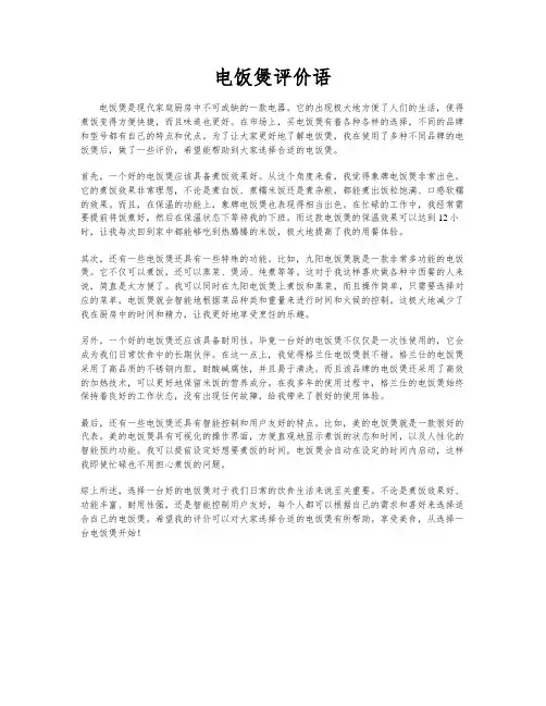 电饭煲评价语