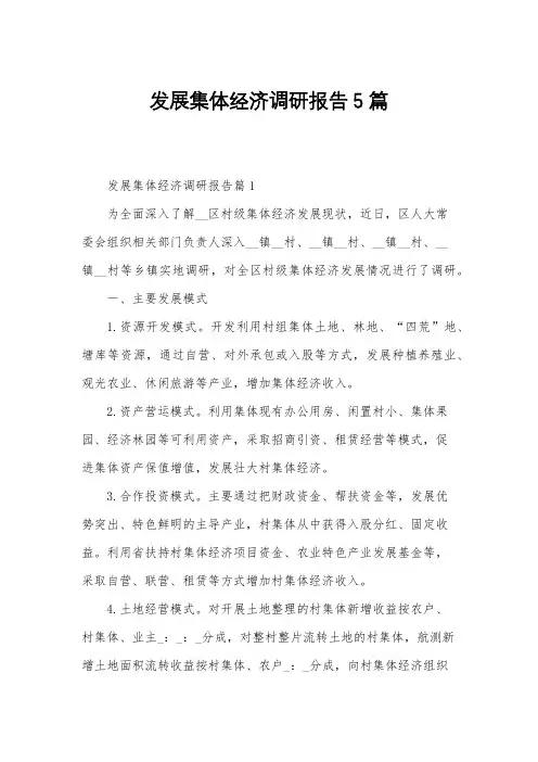 发展集体经济调研报告5篇