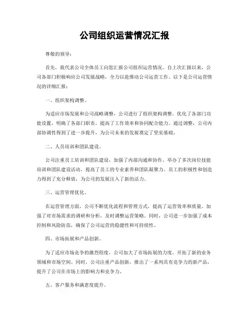 公司组织运营情况汇报
