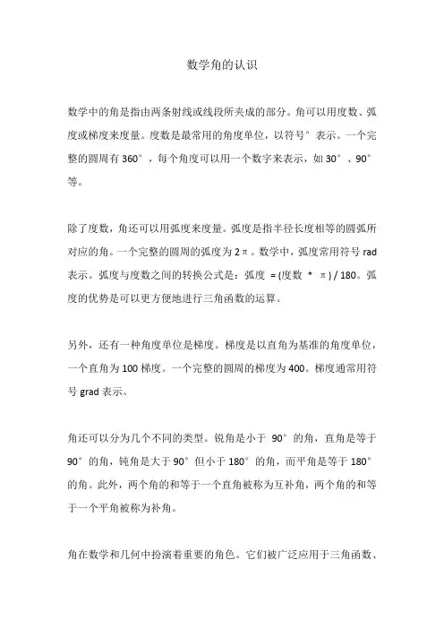 数学角的认识