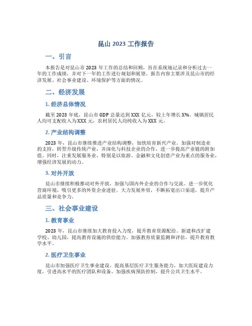 昆山2023工作报告
