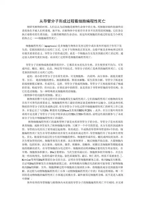 从管状分子看细胞编程性死亡