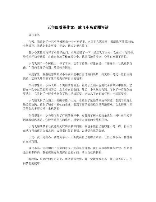 五年级看图作文：放飞小鸟看图写话