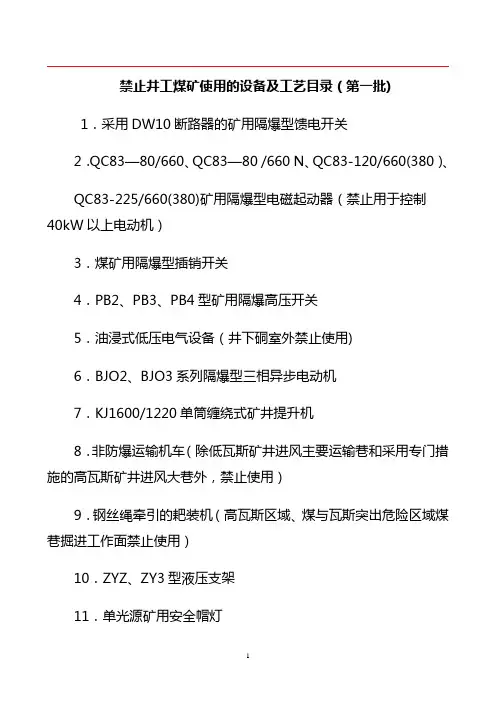 煤矿淘汰机电设备一、二、三批汇总