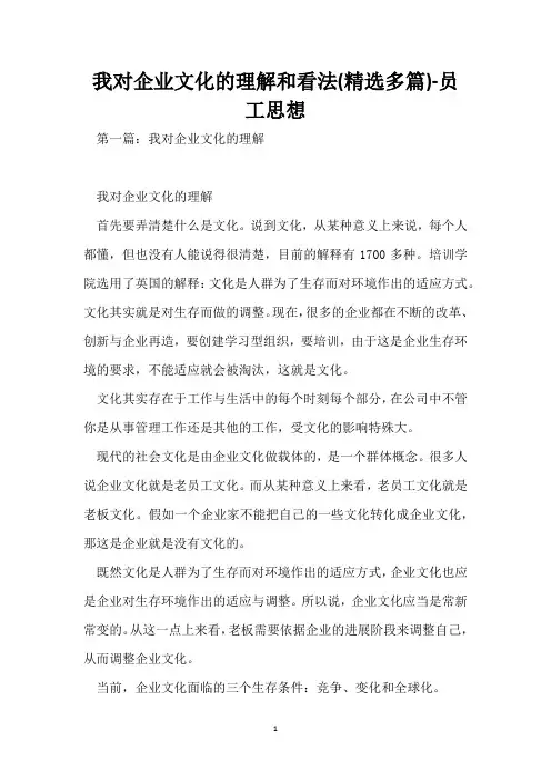 我对企业文化的理解和看法(精选多篇)-员工思想