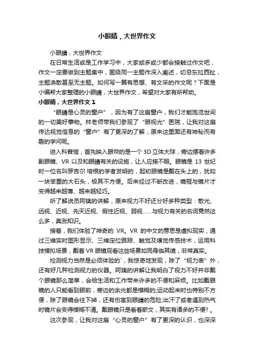 小眼睛，大世界作文