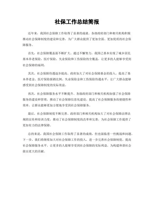 社保工作总结简报