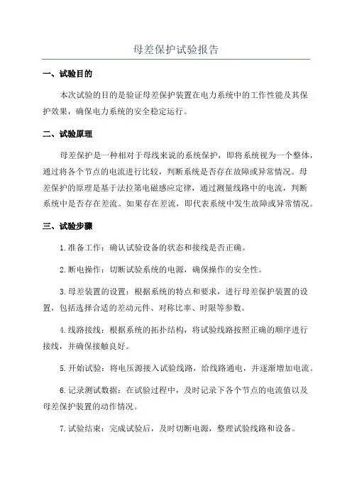 母差保护试验报告