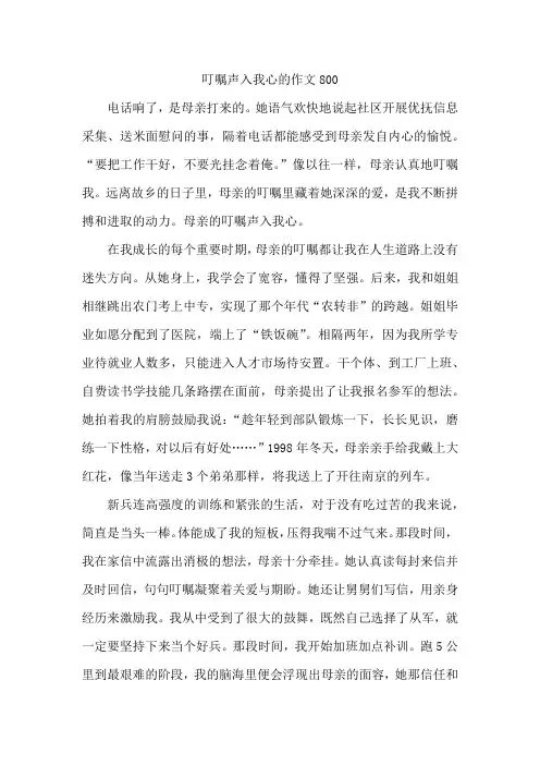 叮嘱声入我心的作文800