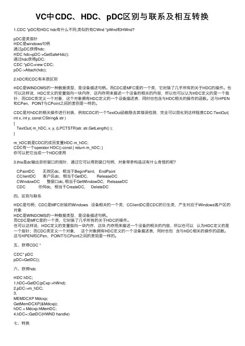 VC中CDC、HDC、pDC区别与联系及相互转换