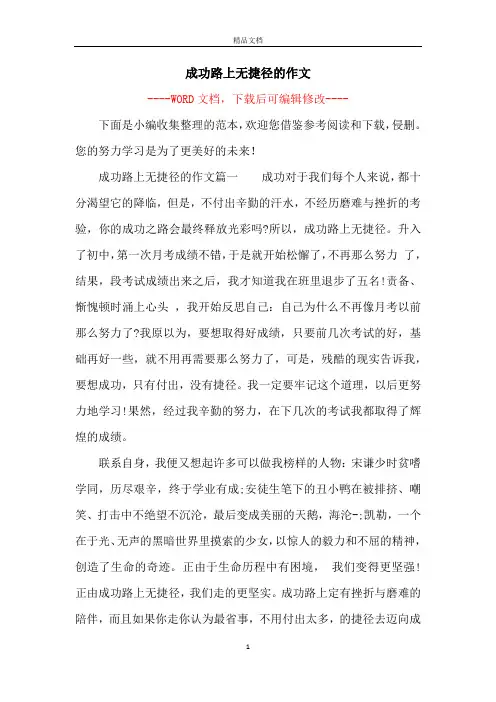成功路上无捷径的作文