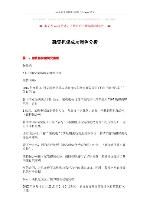 2019-融资担保成功案例分析-word范文 (14页)