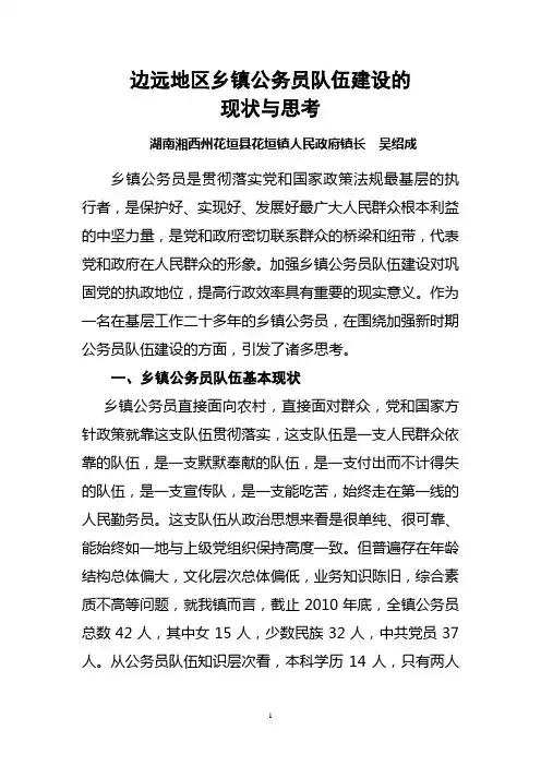 边远地区乡镇公务员队伍建设的现状与思考