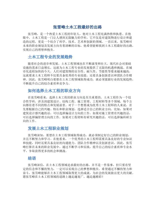 张雪峰土木工程最好的出路
