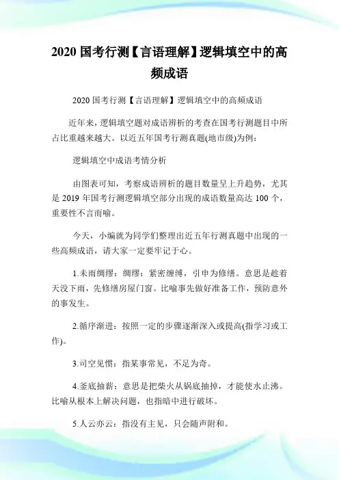 2020国考行测【言语理解】逻辑填空中的高频成语.doc