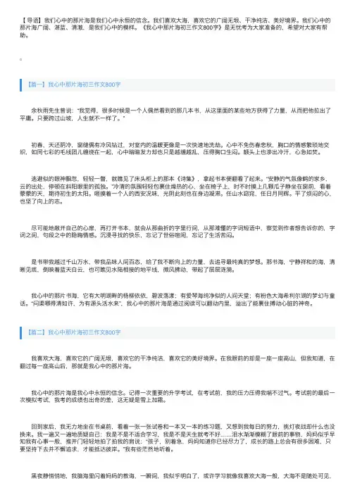 我心中那片海初三作文800字