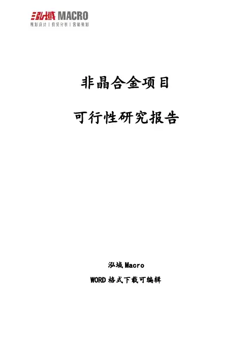 非晶合金项目可行性研究报告