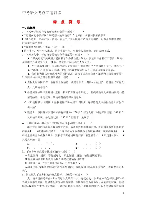 中考语文考点专题 标点符号(含答案)