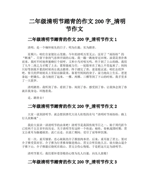 二年级清明节踏青的作文200字清明节作文
