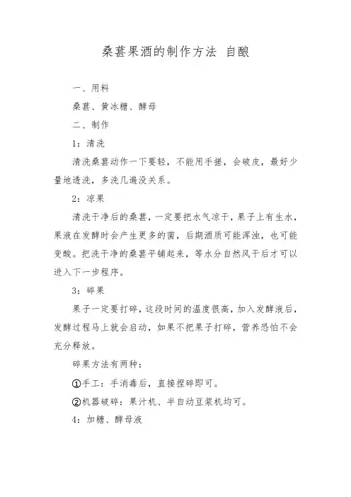 桑葚果酒的制作方法 自酿