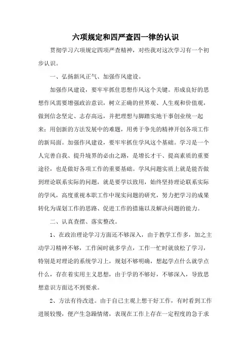 六项规定和四严查四一律的认识