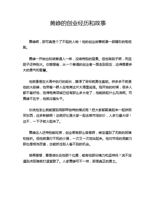 黄峥的创业经历和故事
