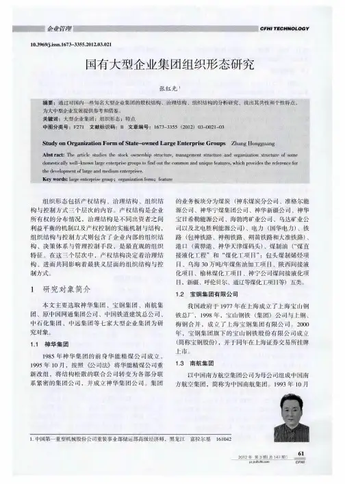 国有大型企业集团组织形态研究