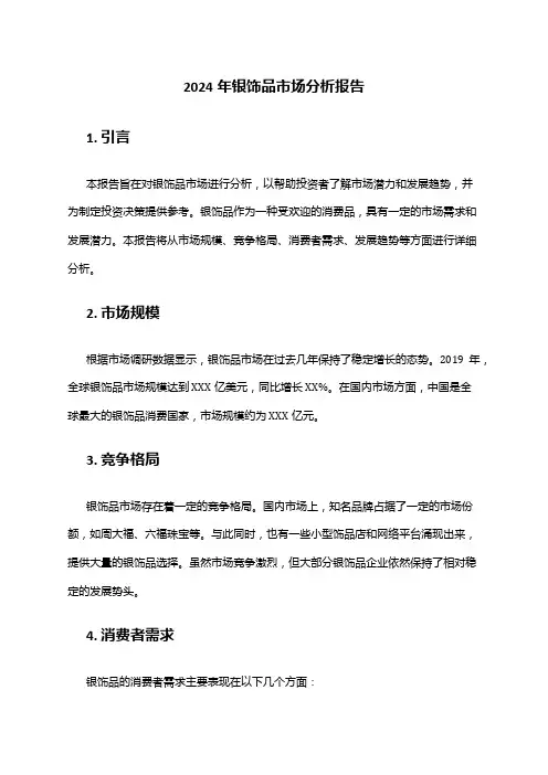 2024年银饰品市场分析报告