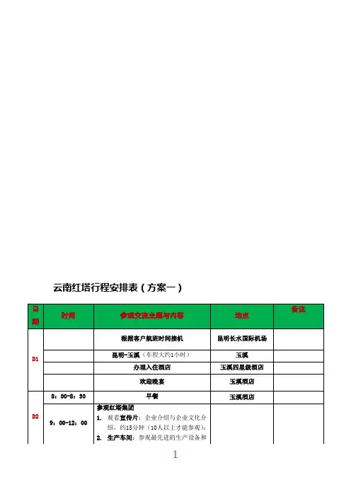 商务考察行程安排表(DOC)