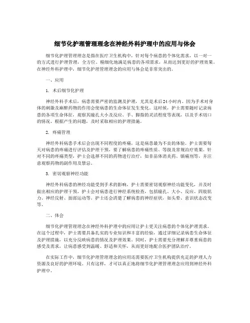 细节化护理管理理念在神经外科护理中的应用与体会