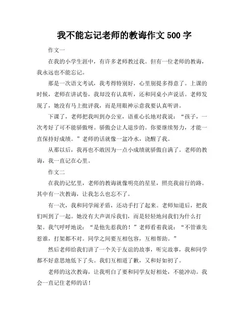 我不能忘记老师的教诲作文500字