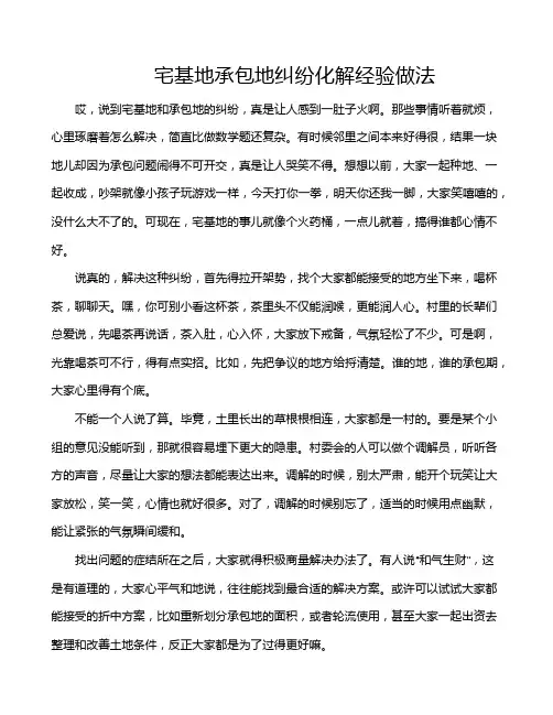 宅基地承包地纠纷化解经验做法