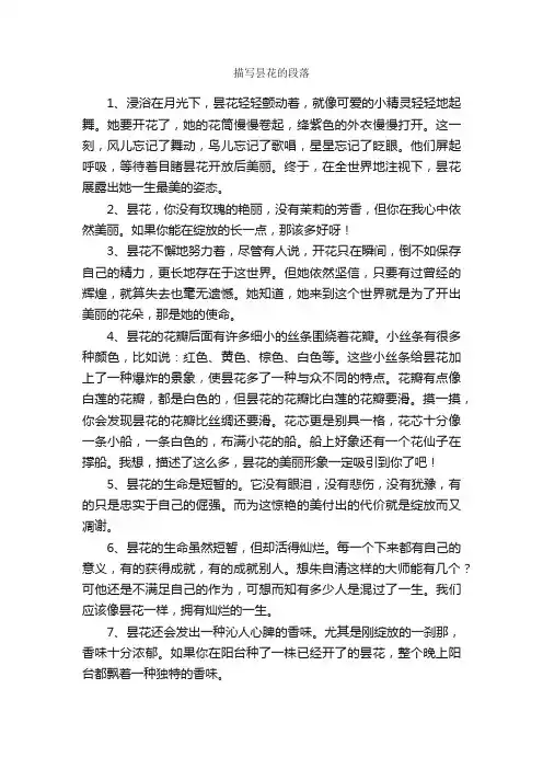 描写昙花的段落_好词好句
