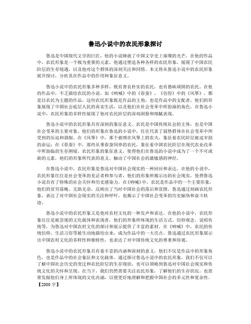 鲁迅小说中的农民形象探讨