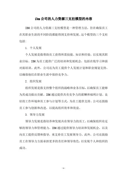 ibm公司的人力资源三支柱模型的内容