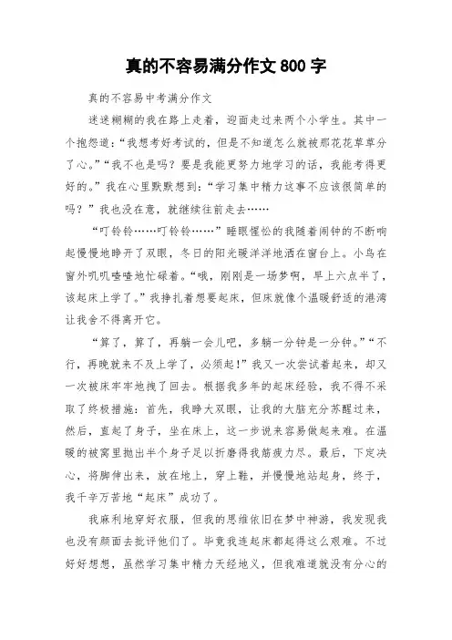 真的不容易满分作文800字_作文