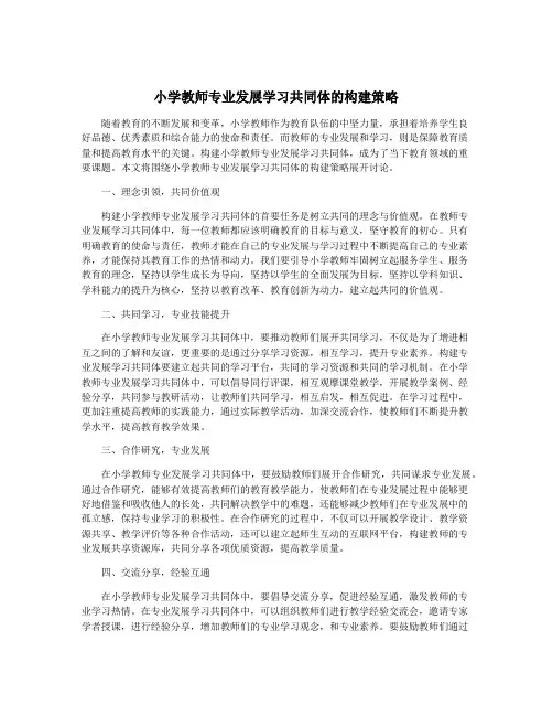 小学教师专业发展学习共同体的构建策略
