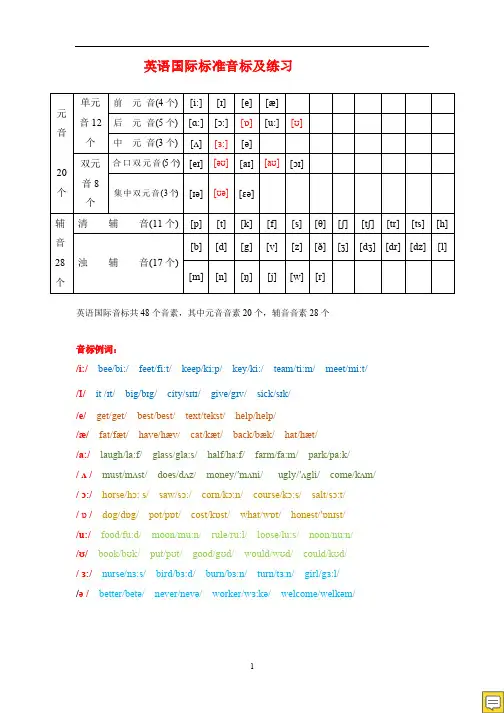 英语48个音标及练习最新版