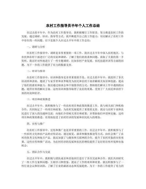 农村工作指导员半年个人工作总结
