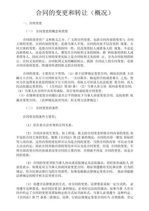 合同的变更和转让(概况)