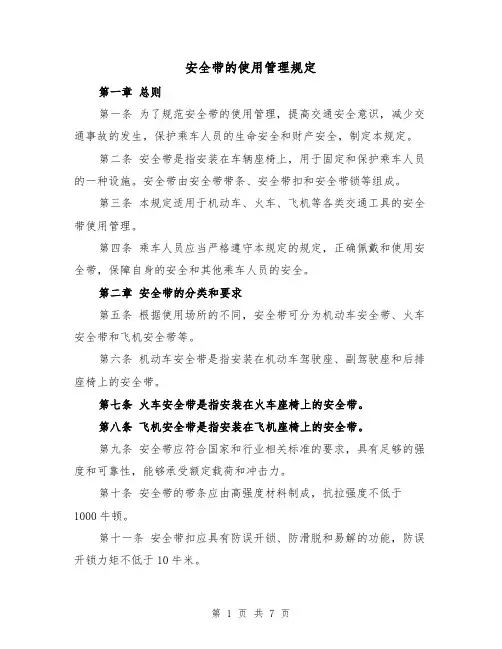 安全带的使用管理规定(4篇)