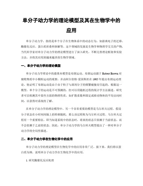 单分子动力学的理论模型及其在生物学中的应用
