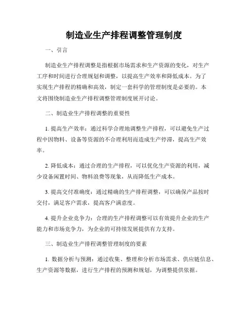 制造业生产排程调整管理制度