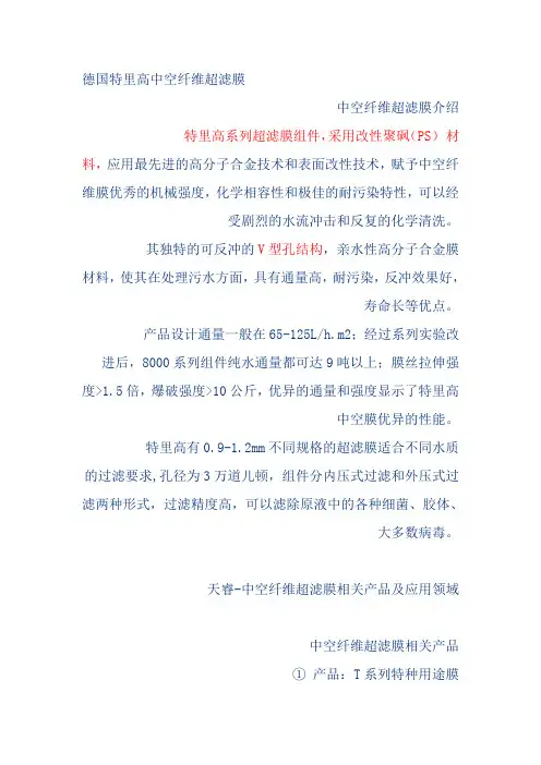 德国特里高中空纤维超滤膜