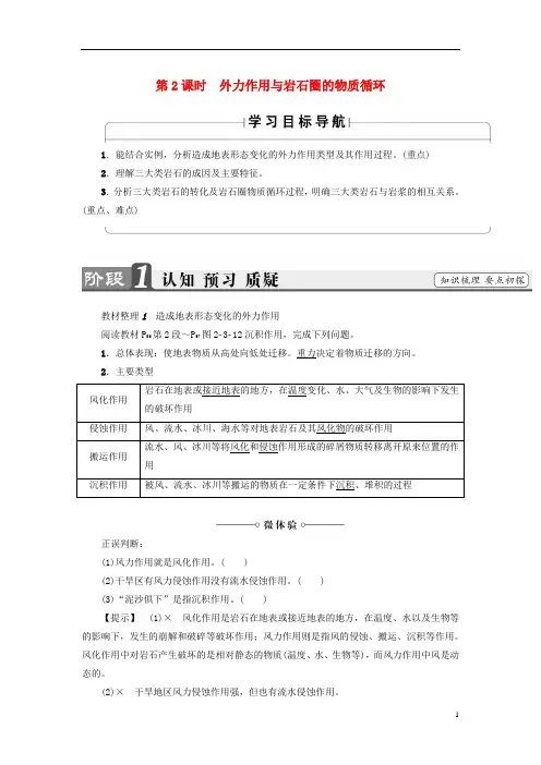 2018版高中地理第2章自然地理环境中的物质运动和能量交换第3节地壳的运动和变化第2课时外力作用与岩