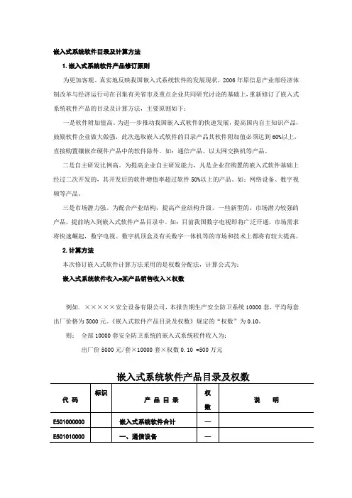 嵌入式系统软件目录及计算方法
