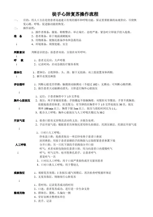 徒手心肺复苏操作流程