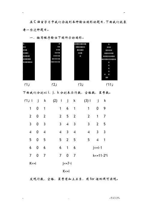C语言典型例题——关于图形输出