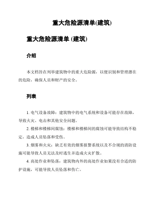 重大危险源清单(建筑)