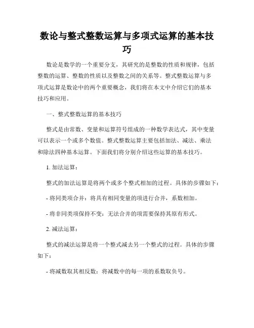 数论与整式整数运算与多项式运算的基本技巧